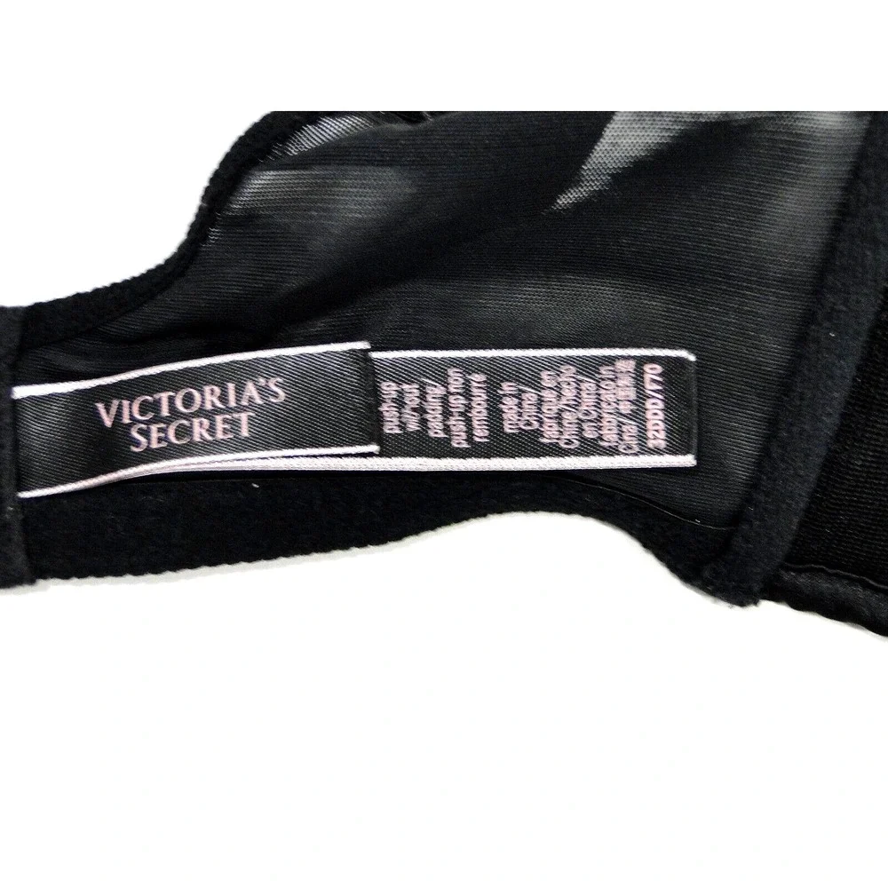 Victoria Secret Bra Dream Angels Push Up Without Padding 32DDD Black Lace Sequin
